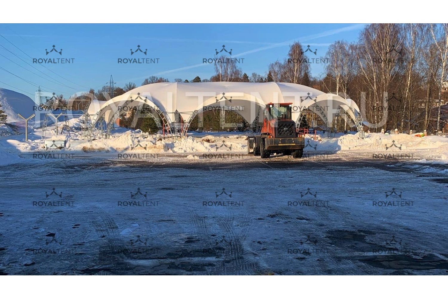 Установка зимних арочных шатров на площадке GOPARK: ARCH HEXA LONG RT290/8/8X1 и ARCH GATE RT32/8/4